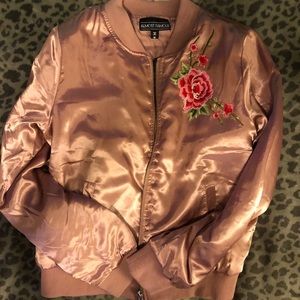 NWT Almost Famous Silk Bomber Jacket